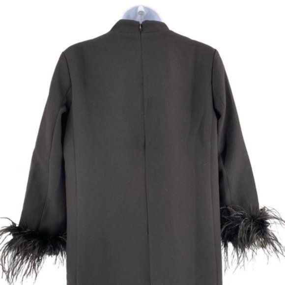 Tuckernuck NEW Black Feather Mod Ellie Long Sleeve Mini Cocktail Dress Size M - Picture 11 of 14